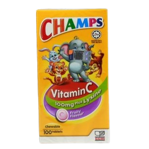 Champs Vit C 100mg with Lysine Tabs (Fruity) x 100's